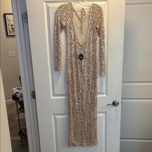 Lulu's Gold Sequin Long Sleeve Dress